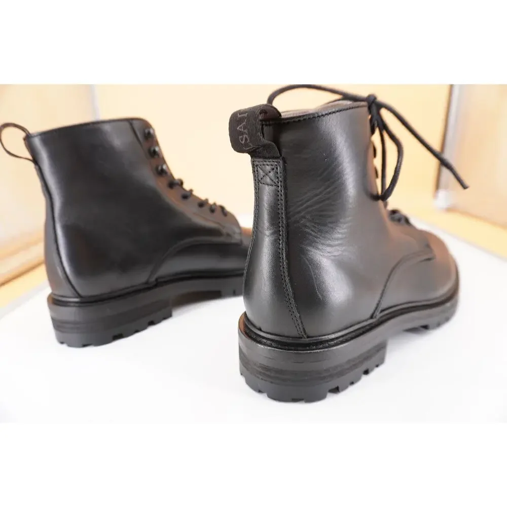 ALLSAINTS Laker Bobcat Black Leather Ankle Army Boots SZ 8 New $299 Mens Lace Up